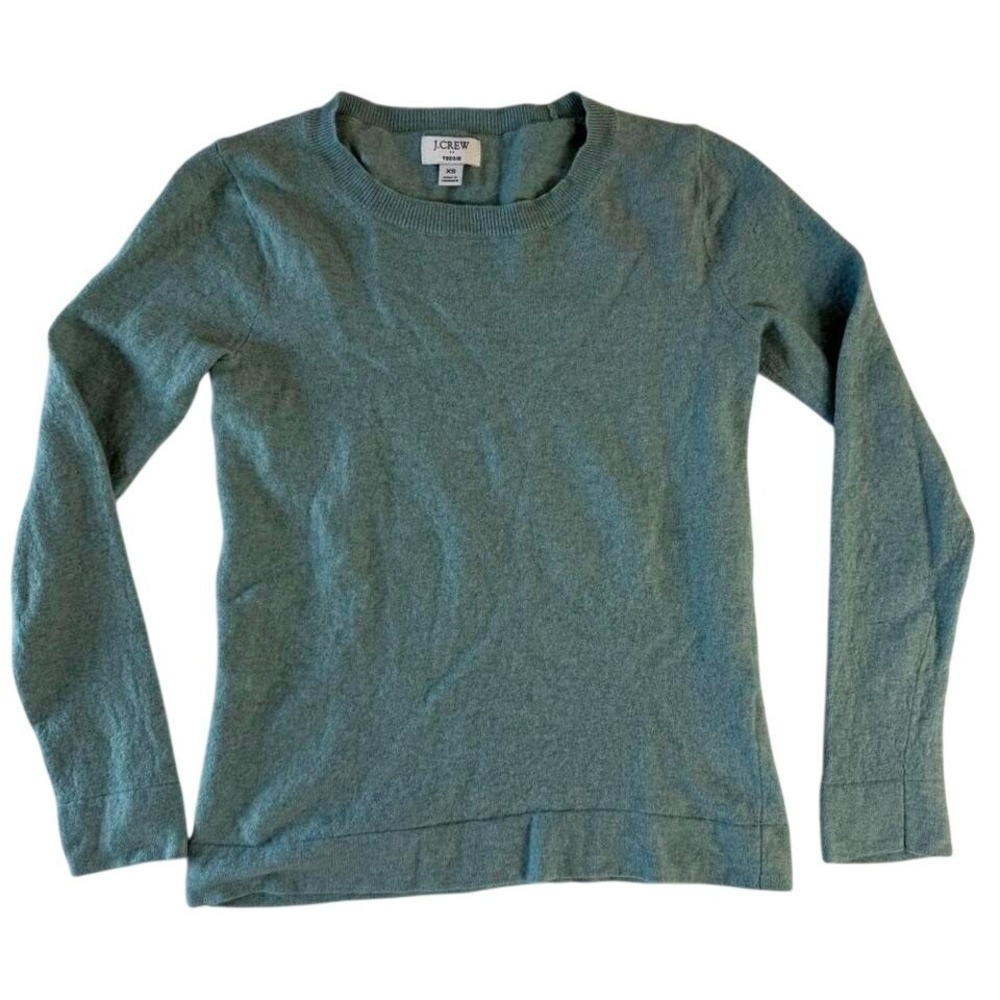 J.Crew Teddie Sweater Womens XS Seafoam Green Merino Wool‎ Cotton Blend Pullover